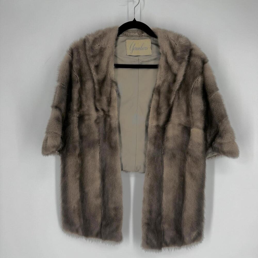 Vintage Younkers Mink stole wrap poncho jacket 80s 90s glam regency holiday